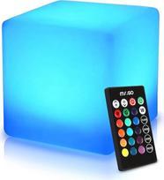"Mr.Go" LED kubo šviesos nuotaikos lemputė su nuotolinio valdymo pulteliu, 16 šiltų spalvų, 8 reguliuojamo ryškumo, 4 RGB spalvų keitimo apšvietimo režimai, įkraunama baterija