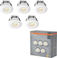 "Osram" mini taškiniai LED įleidžiami prožektoriai 6 W balti IP44 5 lubų prožektorių rinkinys 42 mm 480 lm vonios kambarys virtuvė šilta balta 3000 K