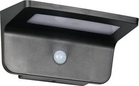"Reality Leuchten Atico" R24696132 LED saulės lauko sieninis šviestuvas, plastikinis juodas matinis, 8 W LED, hibridinis saulės/akumuliatoriaus, saulėlydžio jutiklis, judesio jutiklis