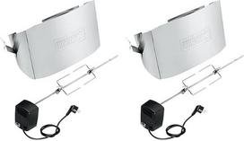 "Weber Rottiserie 17524" apkepo iešmas (ilgis 80 cm), skirtas visiems Q300-3000-3200 modeliams, su elektriniu varikliu ir dviem šakutėmis maistui pritvirtinti, idealiai tinka vištienai arba kepsniams kepti, sidabrinės spalvos
