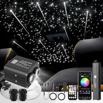 20 W "Meteor Twinkle Starry Sky Car", 550 vnt. x 0,75 mm x 3 m "Starry Sky" šviesolaidžio su šaudančia žvaigžde šviesos rinkinys, RGBW "Bluetooth" programėlė / nuotolinis valdymas, LED šviesolaidžio šviesa automobiliui / luboms