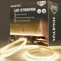 230 V LED juosta lauko, SMD 2835 IP65, atspari vandeniui, skaidri, 1200 lm, be transformatoriaus, lanksti, galima sutrumpinti, skirta kambarių ir lauko apdailai, apšvietimui, 3000 K šiltai balta