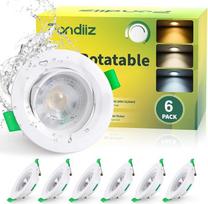 6 LED prožektoriai, reguliuojamo apšvietimo 230 V, 5 W įleidžiami prožektoriai, LED 480 lm, lubiniai prožektoriai, pasukami, šilta balta, 2700 K, neutrali balta, 4000 K, šalta balta, 6000 K, IP44 prožektoriai, lubiniai šviestuvai, plokšti vonios kambariui