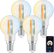 ANTELA Alexa lemputė E14 P45 4,5 W 470 LM, išmanioji WLAN LED lemputė, šilta balta (2700 K) šalta balta (6500 K) šviesa, suderinama su "Amazon Alexa", "Google Home", 4 vnt.