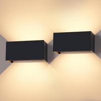 CANMEIJIA LED sieninis šviestuvas LED sieninis šviestuvas 12 W 3000 K lauko sieninis šviestuvas 2 vienetai IP65 aukštyn ir žemyn reguliuojamas šviesos spindulys, skirtas miegamajam Svetainė Sodas Koridorius Balkonas Vonios kambarys Juoda