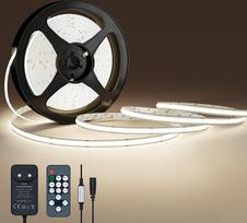 COB LED juosta 10 m baltos spalvos LED juostos žibintai Baltos spalvos LED juostos netiesioginis apšvietimas Užtemdomas baltas dekoratyvinis televizoriaus virtuvė Į komplektą įeina lipnus nuotolinio valdymo pultas ir maitinimo šaltinis 24 V 480LED/m, 4000