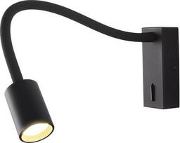 DAWALIGHT "Gooseneck" lempa sieninė juoda su jungikliu, 5 W LED 3000 K šiltos baltos spalvos skaitymo lempa, lova, aliuminio skaitymo lempa, sieninė lanksti knygų skaitymo lempa, skirta knygų miegamajam