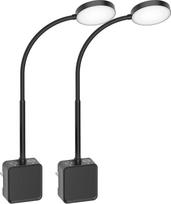 LED kištukinė lemputė, skaitymo lemputė, reguliuojamo apšvietimo, 2 vnt., LED kištukiniai lizdai, sieniniai, juodos spalvos, du jutikliniai jungikliai, 3 apšvietimo spalvų režimai, 110° platus šviesos kampas