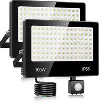 LED prožektorius su judesio jutikliu lauke 100 W - 2 vnt. 10000LM 6500 K Cool White LED prožektorių su judesio jutikliu IP66 Vandeniui atsparus lauko prožektorius kiemams, sodams, takeliams, garažams