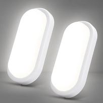 LED rūsio lempa, 2 vnt., 18 W, 1800 lm, ovalus šviestuvas, lubų šviestuvas, sieninis šviestuvas, IP54 atsparus vandeniui, drėgnų patalpų apšvietimas, neutralios baltos spalvos, 4000 K lubų apšvietimas vonios kambariui, sodui, garažui, prieškambariui, rūsi