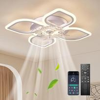 Lubų ventiliatorius su LED apšvietimu, 68 cm, baltos spalvos, 6 greičio lygiai, reguliuojamo apšvietimo lubų šviestuvas svetainei ir miegamajam, šviesa ir ventiliatorius perjungiami atskirai