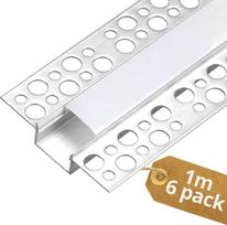 QWORK® 6 vnt. 1 m ilgio LED gipskartonio profilių LED juostelėms, didžiausias plotis 17 mm, LED aliuminio profiliai gipskartonio sienoms ir luboms