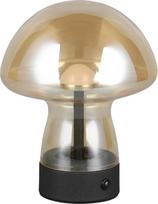 Reality Leuchten Dooley R54981113 LED baterija maitinamas stalinis šviestuvas Metalinis matinis juodas stiklas Gintaro spalvos su 1,5 W LED, 4 krypčių lietimu