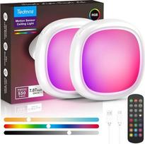 RGB akumuliatoriaus lubų apšvietimas su judesio jutikliu be maitinimo jungties, IP54 vandeniui atsparus 550LM 12000mAh akumuliatoriaus LED lubų apšvietimas su nuotolinio valdymo pulteliu, įkraunamas garažo šviestuvas, rūsio šviestuvas, skirtas patalpoms