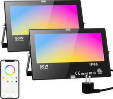 RGB LED prožektorius lauke šaltai balta 80 W prožektorius Išmanusis prožektorius spalvingas su "Bluetooth" programėlės valdymu IP66 Vandeniui atsparus lauko prožektorius Milijonas spalvų reguliuojamas sodo apšvietimas lauke viduje