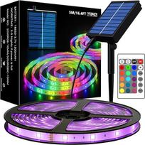 Saulės šviesos diodų juostos žibintai lauke, 5 m saulės šviesos diodų RGB juostos SMD 5050 LED žibintai, IP67 vandeniui atsparūs virvės žibintai (2 vnt.)