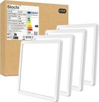 slochi LED lubų šviestuvas, 18 W itin plonas plokščias lubų šviestuvas, 22 cm, 6500 K šaltai baltos spalvos lubų šviestuvas, kvadratinis, skirtas miegamajam, vonios kambariui, prieškambariui, virtuvei, 4 vnt.