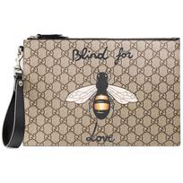 Gucci Bitytės Spaudinio Logotipas Nuimamas Riešo Dirželis Drobė Ir Oda Vidutinio Dydžio Sankabėlė Vyriška Sankabėlė Ebono Juoda 473904-9CD1N-8666 Gift Set(Basic Set+Box+Shopping Bag)