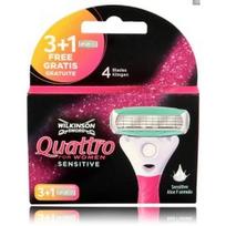 Wilkinson Sword Quattro For Women Sensitive skustuvo galvutės jautriai odai - 4 vnt.