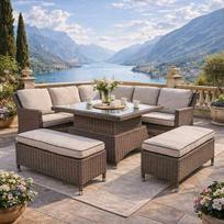 Lauko baldai TERMOLI GREY/LIGHT GREY su reguliuojamo aukščio stalu