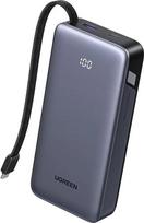 UGREEN PB536 20.000mAh 45W Powerbank 1x USB-A 1x USB-C 1x integrierters USB-C Kabel LED Airline approved grau (55988B)