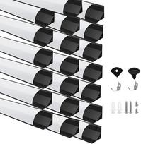 "Besseto" LED aliuminio profilis 20 x 1 m, V formos juostelės šviesos difuzoriaus profiliai su pieno dangteliu, galiniais dangteliais ir montavimo laikikliu, aliuminio profiliai LED juostelėms (20 x 1 m V formos)
