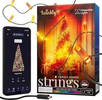 "Twinkly Strings" USB-C žvakių žvakės 100 LED, LED žvakių pasakų žibintai, RGB LED žibintai, įvairiaspalviai, Valentino dienos žibintai, suderinami su "Alexa" ir "Google Home", USB-C, žalias laidas, 6 m