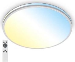 BRILONER - LED lubų šviestuvas su nuotolinio valdymo pulteliu, nuo šiltai baltos iki šaltai baltos spalvos, reguliuojamas, LED šviestuvas, LED lubų šviestuvas, svetainės šviestuvas, virtuvės šviestuvas, lubų apšvietimas, 49 x 9,5 cm, matinis chromas