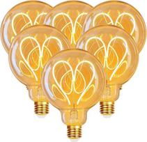 Edisono senovinė lemputė, E27 LED Vintage Dimmable 4 W G80 E27 LED Warm White 2700 K Retro lemputė, idealiai tinkanti viešbučiui, svetainei, restoranui, barui - gintarinis stiklas - širdis, 6 vnt.