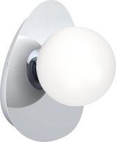 EGLO Castrivido LED sieninis šviestuvas Vonios kambario sieninis metalinis chromo spalvos šviestuvas su baltos spalvos stiklo rutuliu ir G9 lemputėmis Šilta balta IP44