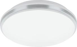 EGLO Pinetto LED lubinis šviestuvas, apvalus lubinis šviestuvas, sieninis šviestuvas, pagamintas iš plieno ir plastiko, baltos ir chromo spalvos, lubinis šviestuvas vonios kambariui ir virtuvei, biuro šviestuvas, neutralios baltos spalvos, IP44, skersmuo