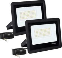 FUPE LED lauko prožektorius, 2 vnt., itin ryškus lauko prožektorius, 50 W, 5000 LM prožektorius, IP65 vandeniui atsparus LED prožektorius stogui, sodui, kiemui, vartams, garažui, juodas (4500 K, natūralus)