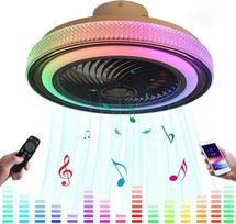 KZT tylus ventiliatorius LED lubų šviestuvas su nuotolinio valdymo pulteliu Dimmable RGB muzikos lubų ventiliatorius su apšvietimu ir "Bluetooth" garsiakalbiu Ventiliatoriaus lempa Ventiliatoriaus lubų lempa miegamajam Vaikų kambario lempa