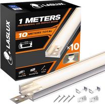 LED aliuminio U formos profilis 1 m x 10 (10 m) su pieno baltumo dangteliu Kanalo difuzorius Aliuminio LED juostos Bėgiai Kanalo juosta Aliuminio profilis Juosta Šviesos kanalas LED juosta Aliuminio bėgis