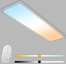 LED lubų šviestuvas 120 x 30 cm, itin plokščia aliuminio plokštė su nuotolinio valdymo pulteliu, reguliuojama spalvų temperatūra (2700 K šilta balta - 6500 K šalta balta), apšvietimas svetainėje, miegamajame, vonios kambaryje