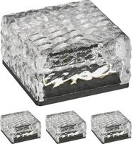 ledscom.de "Broslo" LED saulės kolektorių grindinio akmenų įleidžiamas grindų šviestuvas, skirtas naudoti lauke, IP67, stiklas, kvadratinis, 10 x 10 cm, šiltai baltas, pakuotė iš 4 vnt.