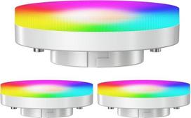 ledscom.de 3 GX53 LED RGB lempučių pakuotė, šilta balta - šalta balta (2900-6100 K), 6,6 W, 670 lm, 107°, "Smart Home", "WiFi", "Alexa", matinė