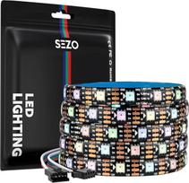 SEZO WS2815 LED juosta RGB IC (atnaujintas WS2812B) DC12V 5M 60LEDs/m Dimmable Dream Colour Individualiai adresuojama LED juosta 5050SMD Dvigubo signalo LED šviesos juosta IP65 Vandeniui atspari juoda "pasidaryk pats