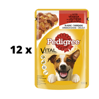 Šunų ėdalas PEDIGREE, su jautiena, maišeliuose, 100 g x 12 vnt. pakuotė
