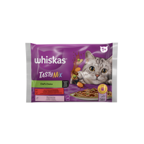 Whiskas Tasty Mix drėgnas maistas katėms, mėsos ir žuvies su daržovėmis rinkinys, 4 x 85 g