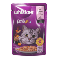 Whiskas Tasty Mix drėgnas maistas suaugusioms katėms su lašiša ir morkomis, 85 g