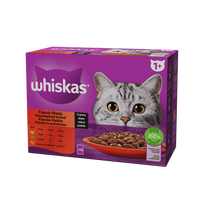 Whiskas 12-pack drėgnas maistas suaugusioms katėms, mėsos rinkinys, 12 x 85 g