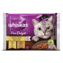 Whiskas Pure Delight drėgnas maistas suaugusioms katėms, vištienos ir kalakutienos rinkinys, 4 x 85 g