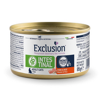 Exclusion Intestinal dietinis konservuotas maistas katėms su kiauliena ir ryžiais, 85 g