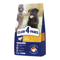 CLUB 4 PAWS Premium Light Visavertis pašaras suaugusiems mažų veislių sterilizuotiems ir turintiems polinkį į nutukimą šunims su kalakutiena, 5 kg