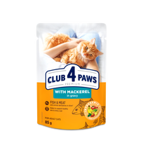 CLUB 4 PAWS Premium Visavertis konservuotas ėdalas suaugusioms katėms su skumbre padaže, 85 g