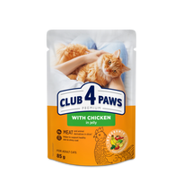 CLUB 4 PAWS Premium Visavertis konservuotas ėdalas suaugusioms katėms su vištiena padaže, 85 g