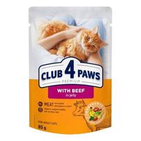 CLUB 4 PAWS Premium Visavertis konservuotas ėdalas suaugusioms katėms su jautiena drebučiuose, 85 g