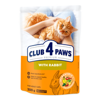 CLUB 4 PAWS Premium Visavertis pašaras suaugusioms katėms su triušiena, 0,3 kg