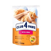 CLUB 4 PAWS Premium Visavertis pašaras suaugusioms katėms su veršiena, 0,9 kg